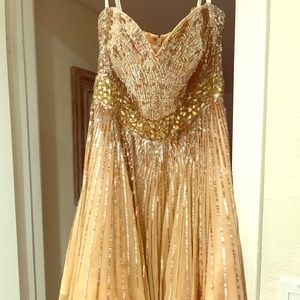 Sherri Hill Gold Embellished Formal Dress
